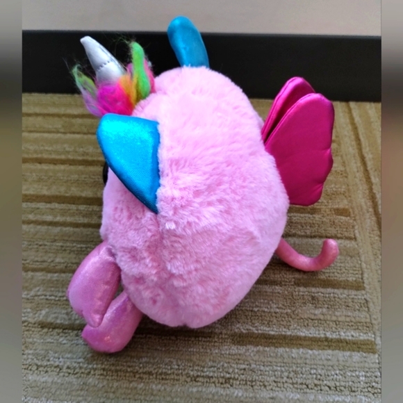 Zuru Rainbowcorns Plush Pink Cat Unicorn Silver Heart on Stomach Stuffed Toy 10" - Picture 5 of 16